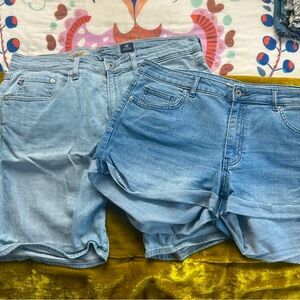 Two Pairs of Light Wash Jean Shorts